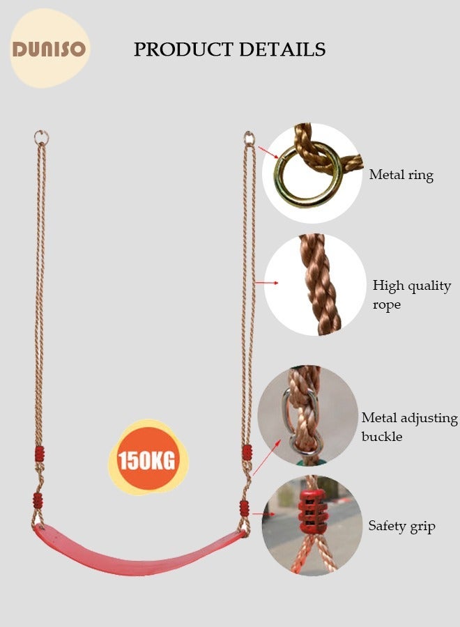 DUNISO Child Swing Seat, EVA Soft Plastic Non Slip Hanging Tree Swing Seat, Length Adjustable Rope, Portable Hanging Chair Comfortable Swing Set for Kid Indoor Outdoor Playground Backyard - Image 3