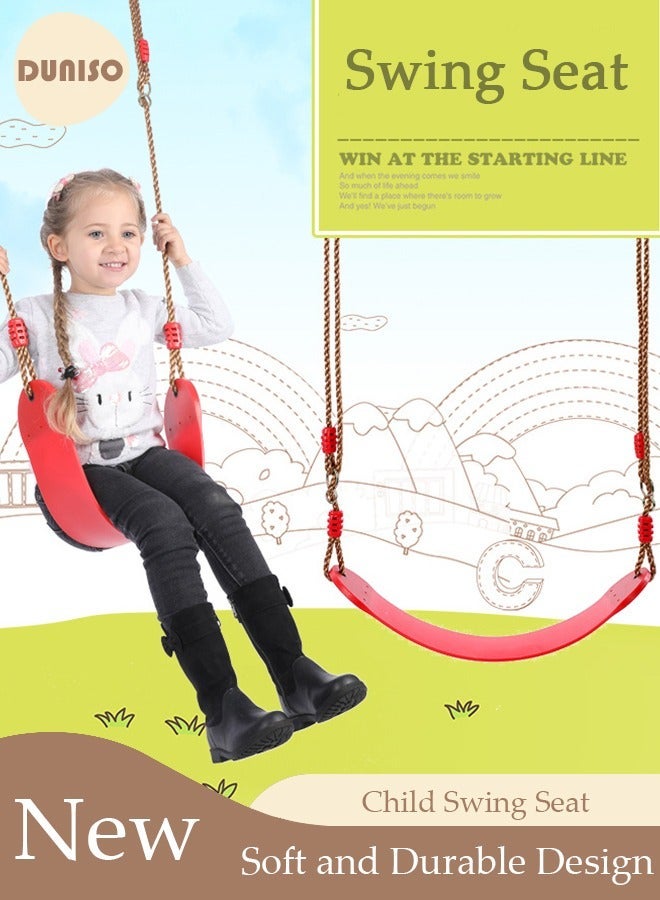 DUNISO Child Swing Seat, EVA Soft Plastic Non Slip Hanging Tree Swing Seat, Length Adjustable Rope, Portable Hanging Chair Comfortable Swing Set for Kid Indoor Outdoor Playground Backyard - Image 1
