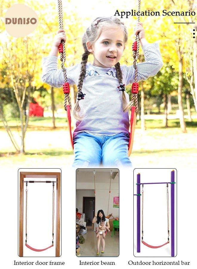 DUNISO Child Swing Seat, EVA Soft Plastic Non Slip Hanging Tree Swing Seat, Length Adjustable Rope, Portable Hanging Chair Comfortable Swing Set for Kid Indoor Outdoor Playground Backyard - Image 5