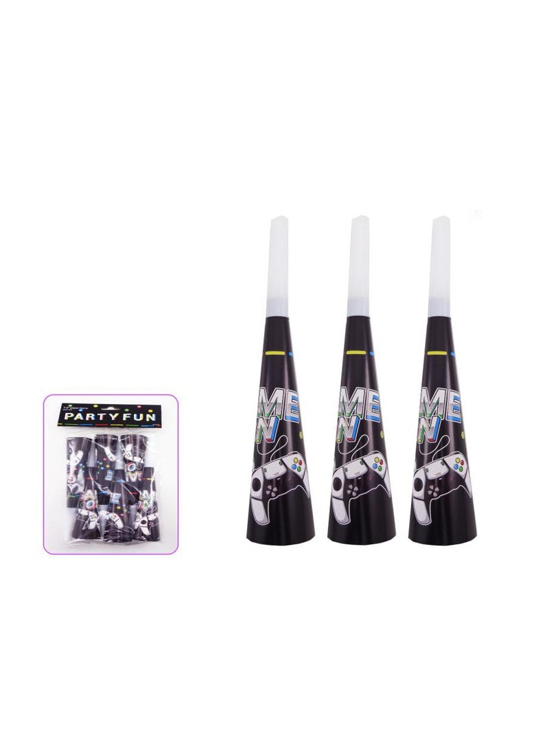 PARTY FUN - 7.5-Inch Paper Horns Game On Edition Amplify the Fun with Playful Noise Set of 6 Pcs - Image 1
