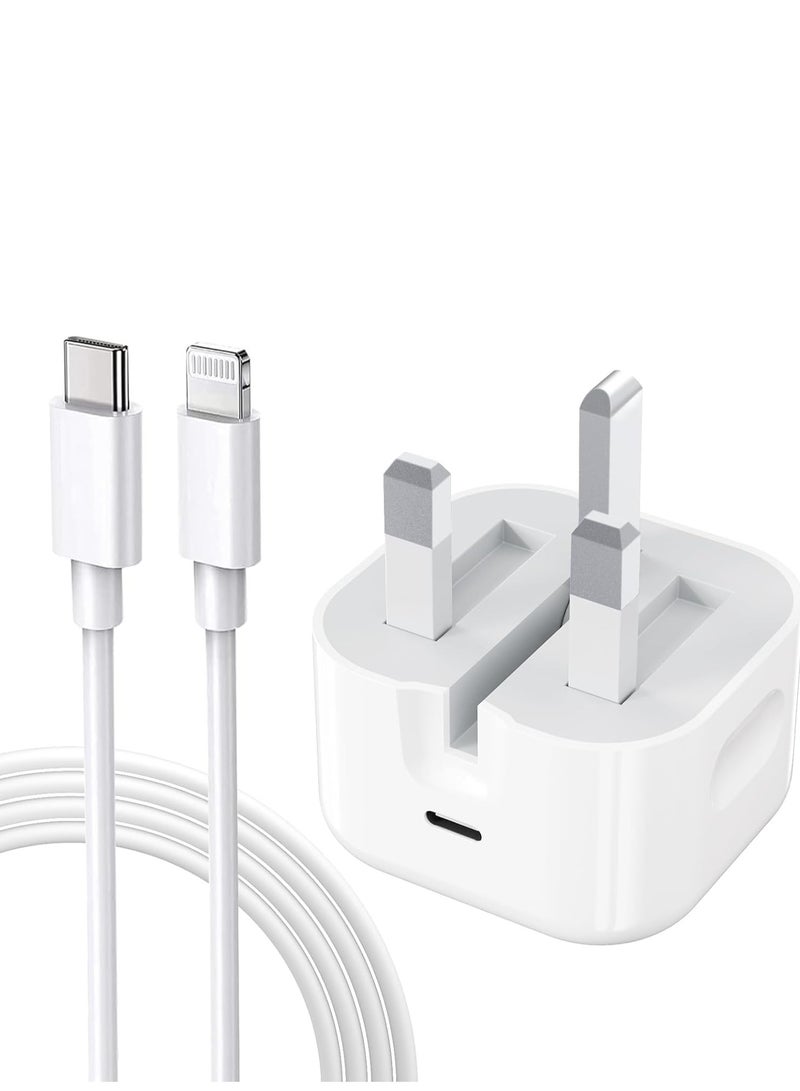 Lynacz Original Original 20W Charger for iPhone 13 Pro iPhone 13 Pro max with Type C to Lightening Cable 12 Pro Max | 12 Pro | 12 Mini | 12 | 11 Pro Max | 11 Pro | 11 | XS Max | XS | XR | X | SE (3rd Gen) | SE (2nd Gen) | 8 Plus | 8 | 7 Plus | 7 | 6S Plus | 6S | 6 Plus | 6 | 5S | 5C | 5 | iPad (10th Gen) | iPad (9th Gen) | iPad (8th Gen) | iPad (7th Gen) | iPad Air (3rd Gen) | iPad mini (5th Gen) | iPad Pro 12.9-inch (1st Gen & 2nd Gen) | iPad Pro 10.5-inch | iPad Pro 9.7-inch - USB C to Lightning Fast Charging Adapter with Cable - White - Image 1