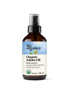 Sky Organics Organic Jojoba Oil by Sky Organics (4 fl oz) USDA Organic 100% Pure and Cold-pressed Unrefined Jojoba Oil for Oily and Dry Skin Hair and Nails Balancing Face Oil Non-Greasy Moisturizer  - Image 1