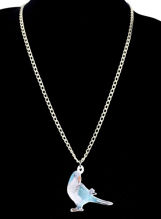 DUOWEI Acrylic Cute Monk Parakeet Parrot Bird Earrings and Necklace Set for Women Dangle Pendant Jewelry Charms Gifts (Blue) - Image 2