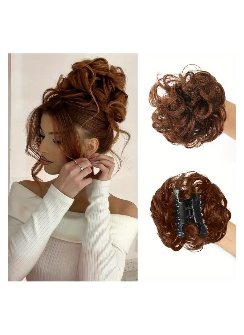 LANGMANNI Elegant Women's Claw Clip Messy Bun Hairpiece - Voluminous Wavy Curly Synthetic Chignon Ponytail Extension, Tousled Updo Scrunchie with Secure Claw Clip for All Ethnicities, Casual Hairstyle Enhancer|Voluminous Hairpiece|Synthetic Hairpiece, Hair Accessories  - Image 1