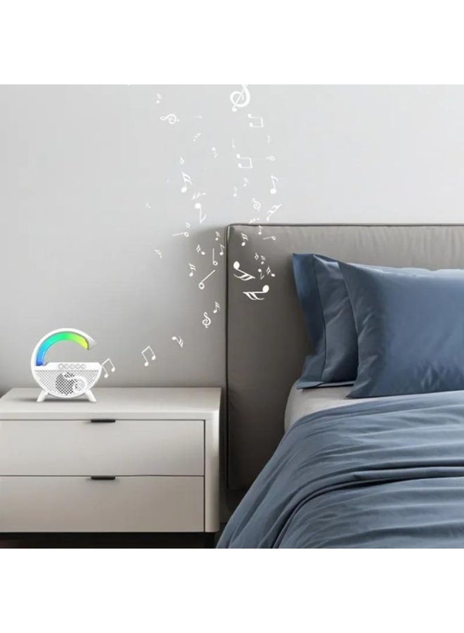 مكبر صوت بلوتوث مع شحن لاسلكي، مصباح مكتب بجانب السرير، ضوء ذكي، الة صوت، ديكور منزلي لغرفة النوم - Image 4