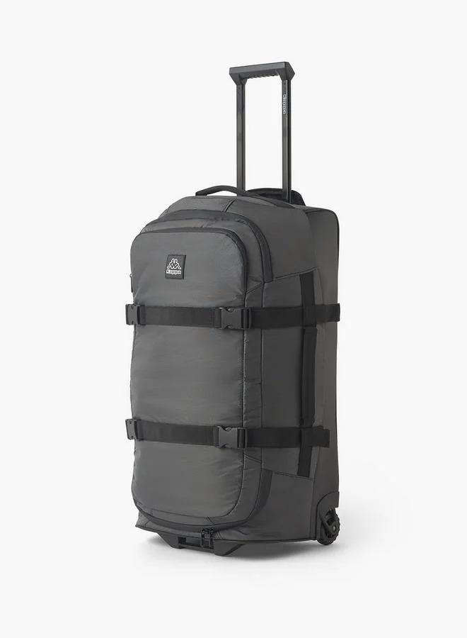 Logo Print Duffle Bag With Zip Closure And Retractable Handle
