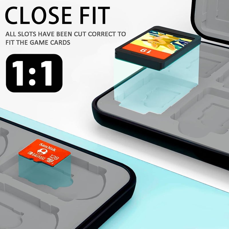 حقيبة ألعاب Switch تتسع لـ 72 بطاقة ألعاب نينتندو سويتش و72 بطاقة Micro SD، حامل خراطيش ألعاب نينتندو سويتش مع 72 فتحة، صندوق تخزين ألعاب مضغوط ومحمول (أسود) - Image 5