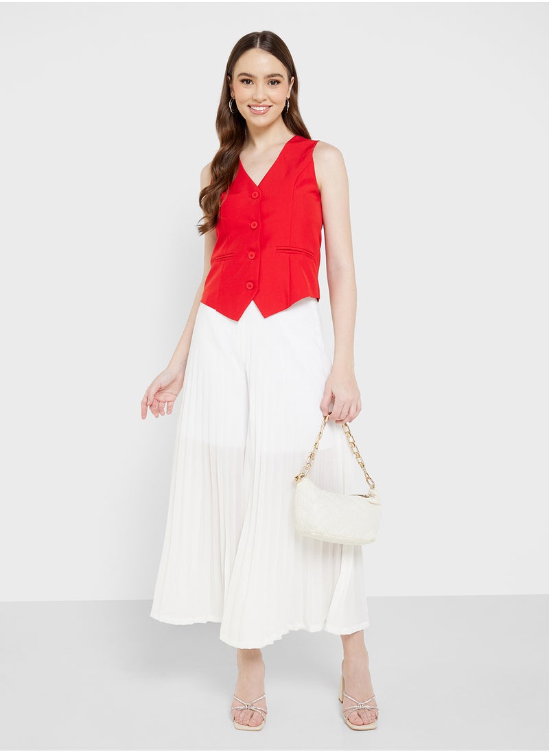 ELLA Flared Bottom Pants With Pleats  - Image 1