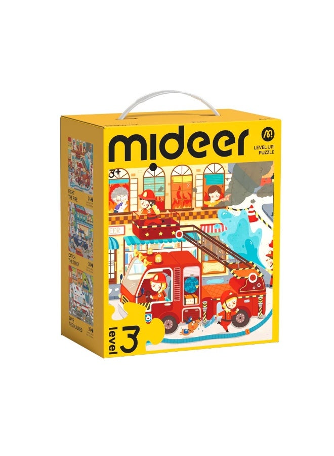 MiDeer مجموعة ألغاز مساعدي المجتمع من مي دير بمستوى 3 مع حقيبة تخزين، 3 ألغاز متدرجة للأطفال 3+، 24-35 قطعة تعليمية featuring الشرطة، رجال الإطفاء والمسعفين - Image 2