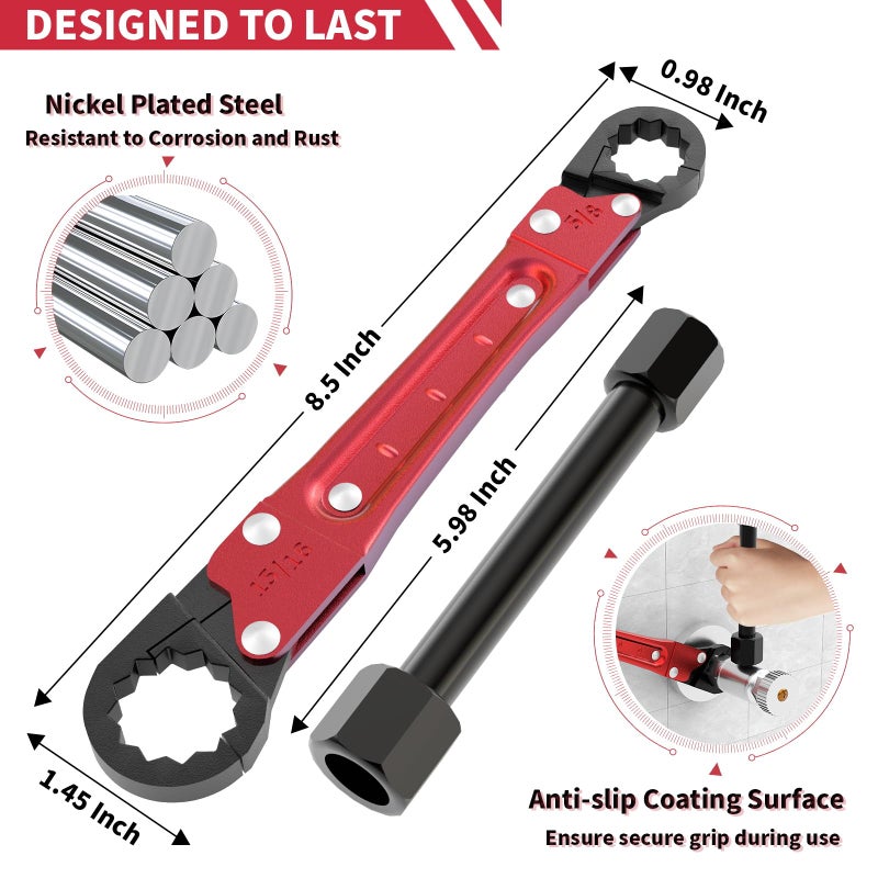 LAISGOO Plumbing Tools - Angle Stop Wrench & Angle-On Kit - Professional Plumbers Wrench for Installing New Compression Angle Stop & Removing Compression Ring - 4-Way Utility Key Included - Image 4