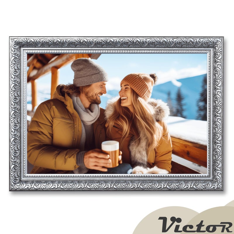 VictoR 8x12 Picture Frame Rubens Black Silver - Picture Frames 8x12 - with Shutterproof Acrylic Glass - Antique Frames - Black Frame 8 by 12 - Image 5