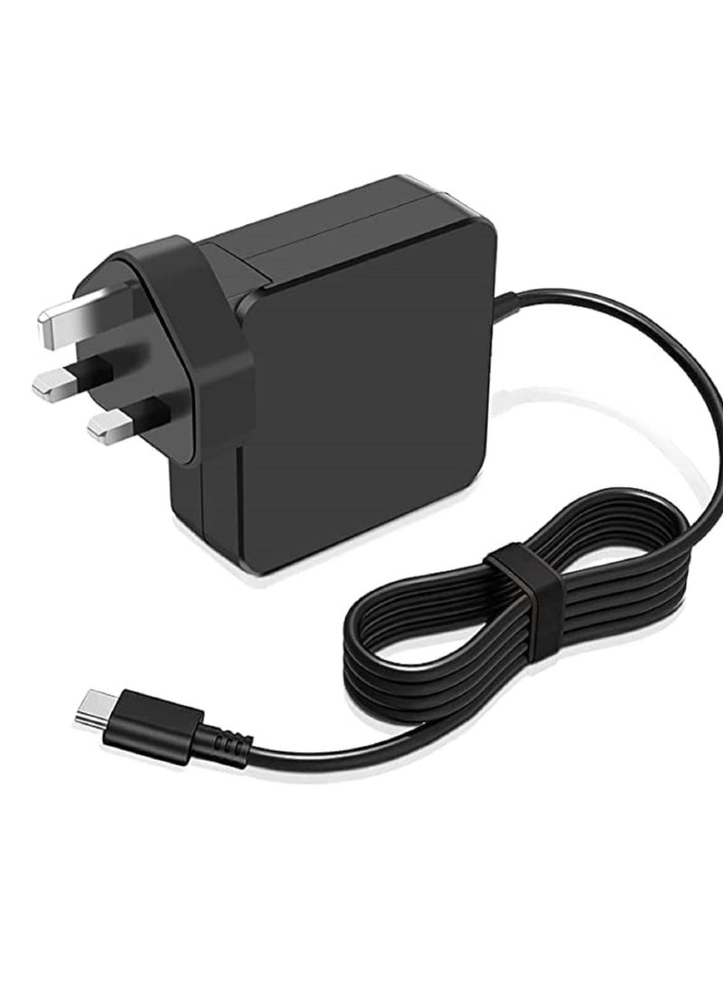 65W USB C Replacement Power Adapter Compatible With Lenovo Think Pad Yoga, HP chrome book, Dell XPS, ASUS, Acer, HUAWEI, Xiaomi, Samsung and more Type C Devices PD Laptop Power Supply