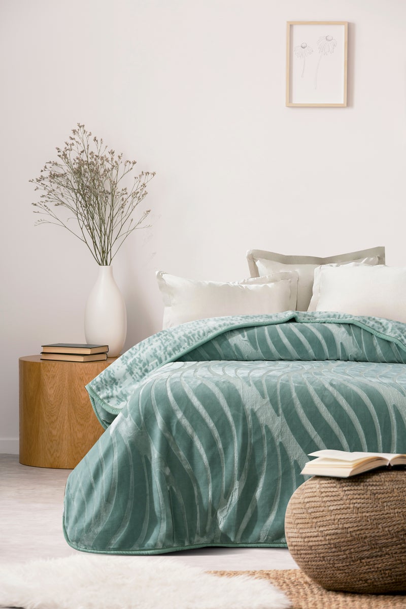 MORANO بطانية مورانو ميراچ موديل الأمواج 220 × 240 سم قابلة للعكس 2-طبقة فاخرة من البوليستر المنقوش مع وزن للنعومة والدفء، راحة منزلية أنيقة - Image 1