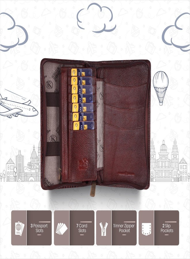 HAMMONDS FLYCATCHER Genuine Leather Passport Cover for Men, Passport Cover for Women, RFID Passport Holder for Men Travel Accessories, Passport Bag for Man, 7 ATM Card Slots - Croc Brown - Image 3