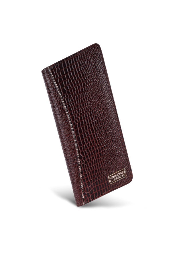 HAMMONDS FLYCATCHER Genuine Leather Passport Cover for Men, Passport Cover for Women, RFID Passport Holder for Men Travel Accessories, Passport Bag for Man, 7 ATM Card Slots - Croc Brown - Image 1