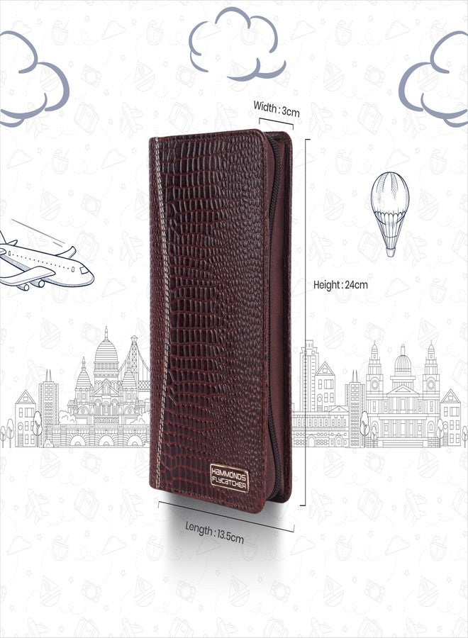 HAMMONDS FLYCATCHER Genuine Leather Passport Cover for Men, Passport Cover for Women, RFID Passport Holder for Men Travel Accessories, Passport Bag for Man, 7 ATM Card Slots - Croc Brown - Image 5