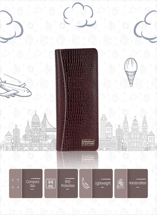HAMMONDS FLYCATCHER Genuine Leather Passport Cover for Men, Passport Cover for Women, RFID Passport Holder for Men Travel Accessories, Passport Bag for Man, 7 ATM Card Slots - Croc Brown - Image 2