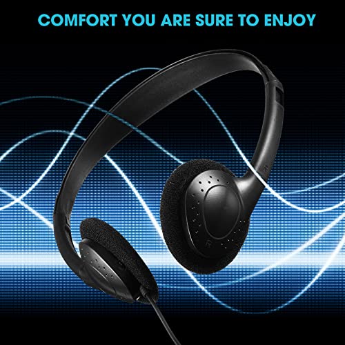Konohan 30 Pack Kids Headphones Bulk for School Classroom Student Wired Headphones Adjustable with 3.5 mm Jack for Kids Adults(Black) - Image 4