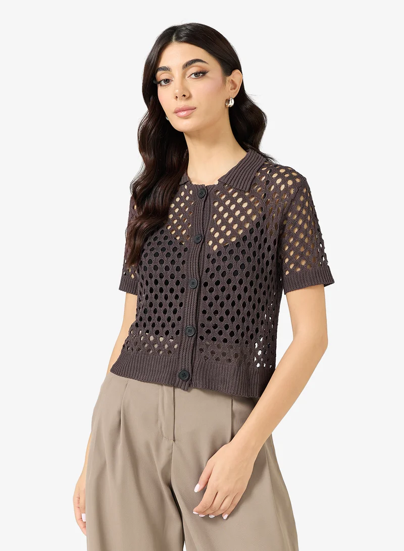 ELLA Button Down Crochet Cardigan