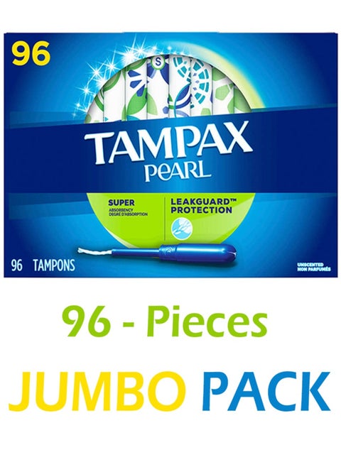 96-Piece Pearl Super Leakguard Protection Tampons Individually Wrapped