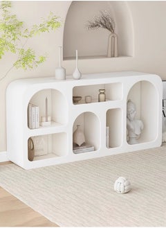 Merry Moments Creamy White Wooden TV Stand or Bookshelf Cave TV Unit Entertainment Unit TV Media Console Contemporary Style TV Stand Luxury TV Unit TV Cabinet MDF Board Fashionable White Finish L120xH75xW24 cm  - Image 2