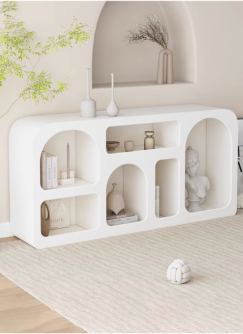 Merry Moments Creamy White Wooden TV Stand or Bookshelf Cave TV Unit Entertainment Unit TV Media Console Contemporary Style TV Stand Luxury TV Unit TV Cabinet MDF Board Fashionable White Finish L120xH75xW24 cm  - Image 2