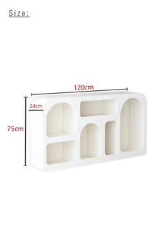 Merry Moments Creamy White Wooden TV Stand or Bookshelf Cave TV Unit Entertainment Unit TV Media Console Contemporary Style TV Stand Luxury TV Unit TV Cabinet MDF Board Fashionable White Finish L120xH75xW24 cm  - Image 4