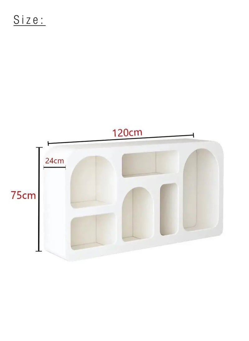 Merry Moments Creamy White Wooden TV Stand or Bookshelf Cave TV Unit Entertainment Unit TV Media Console Contemporary Style TV Stand Luxury TV Unit TV Cabinet MDF Board Fashionable White Finish L120xH75xW24 cm  - Image 4
