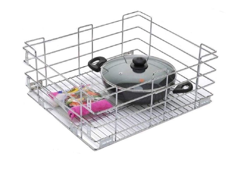 KEEPWELL STAINLESS STEEL KITCHEN BASKET KITCHEN TROLLEY MODULAR KITCHEN BASKET PLAIN BASKET KITCHEN UTENSIL BASKET SILVER 15X20X8 Inch Eco Series - Image 1