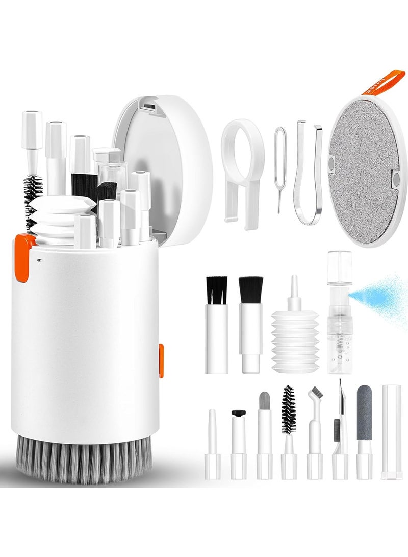 Laptop Phone Screen Cleaner Kit, Computer Keyboard Brush Cleaning Spray for iPhone AirPods MacBook iPad, 20-in-1 Electronic Device Clean Tool for Camera Earbud Car Screens (White) - Image 1