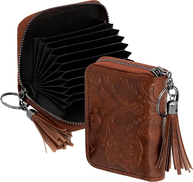 Storite 9 Slot Credit Debit Card Holder Money Wallet Zipper Coin Purse for Men Women (Brown, 10.5 X 8 X 2.5 cm) - Image 1