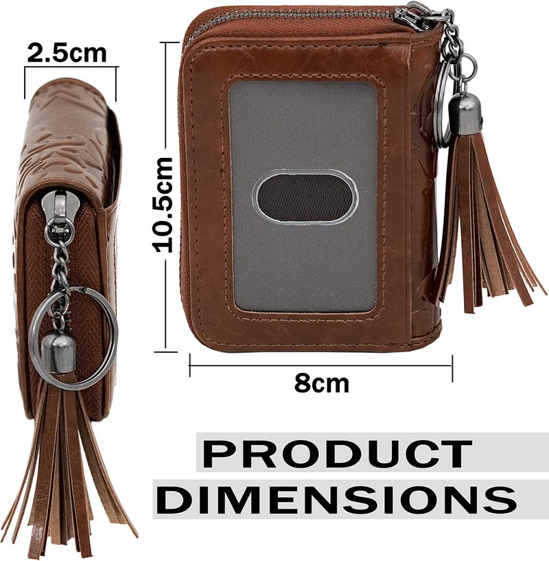 Storite 9 Slot Credit Debit Card Holder Money Wallet Zipper Coin Purse for Men Women (Brown, 10.5 X 8 X 2.5 cm) - Image 2