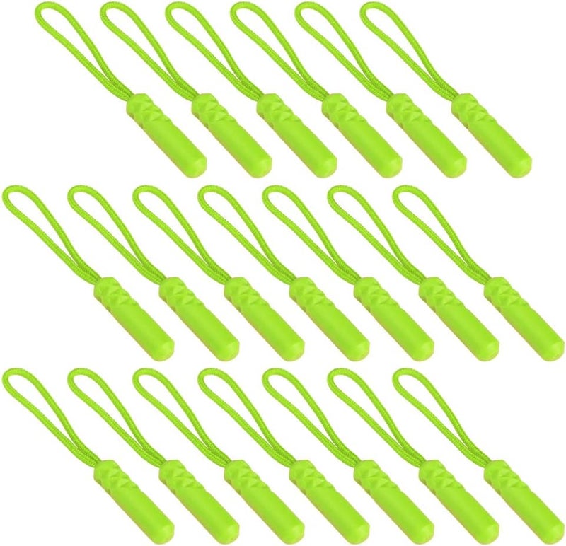 klarako 20PCS Zipper Pulls Zipper Tags Cord Plastic Polyester Zipper Extension Pulls Zip Fixer for Backpacks Jackets Luggage Purses Handbags Clothing Fluorescent Green - Image 1
