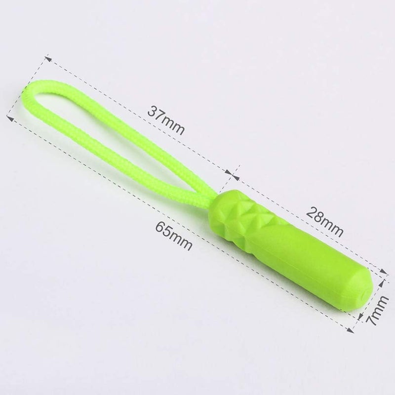 klarako 20PCS Zipper Pulls Zipper Tags Cord Plastic Polyester Zipper Extension Pulls Zip Fixer for Backpacks Jackets Luggage Purses Handbags Clothing Fluorescent Green - Image 2