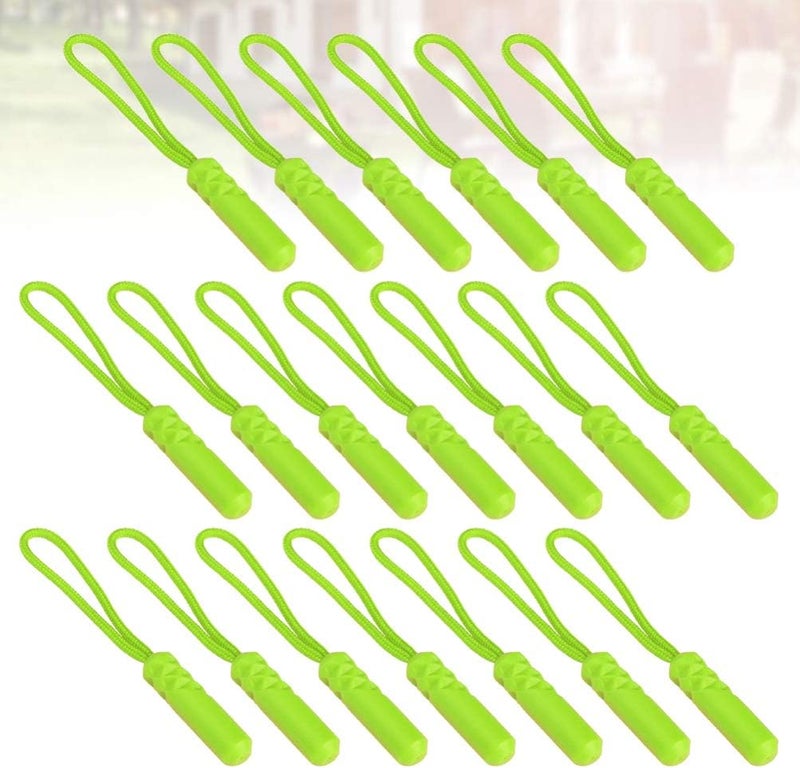 klarako 20PCS Zipper Pulls Zipper Tags Cord Plastic Polyester Zipper Extension Pulls Zip Fixer for Backpacks Jackets Luggage Purses Handbags Clothing Fluorescent Green - Image 5