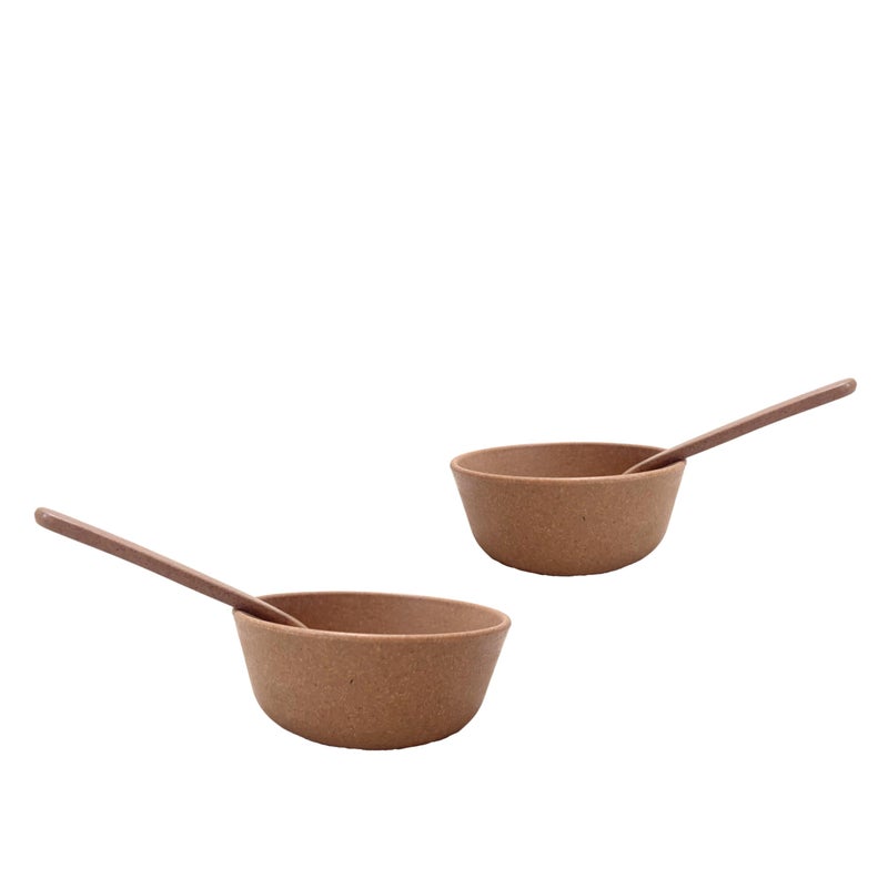 Pacing Grass Bamboo Bio-Composite Large Bowl & Spoon Set | 300 ml Bowl, Spoon | Perfect for Soup, Maggi, Noodles, Cereal & Snacks | Ideal for Home & Kitchen (2) - Image 1