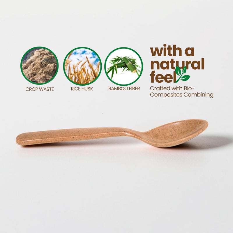 Pacing Grass Bamboo Bio-Composite Large Bowl & Spoon Set | 300 ml Bowl, Spoon | Perfect for Soup, Maggi, Noodles, Cereal & Snacks | Ideal for Home & Kitchen (2) - Image 3