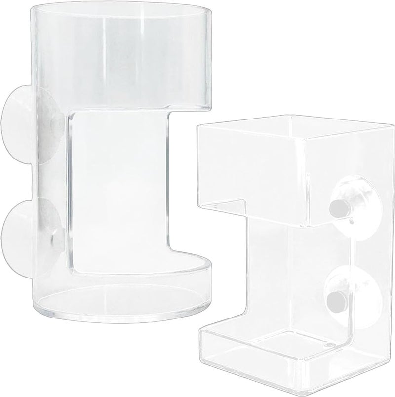 2 Pcs Betta Fish Feeder Shrimp Feeding Dish With Suction Cup Transparent Aquarium Accessories - Image 2