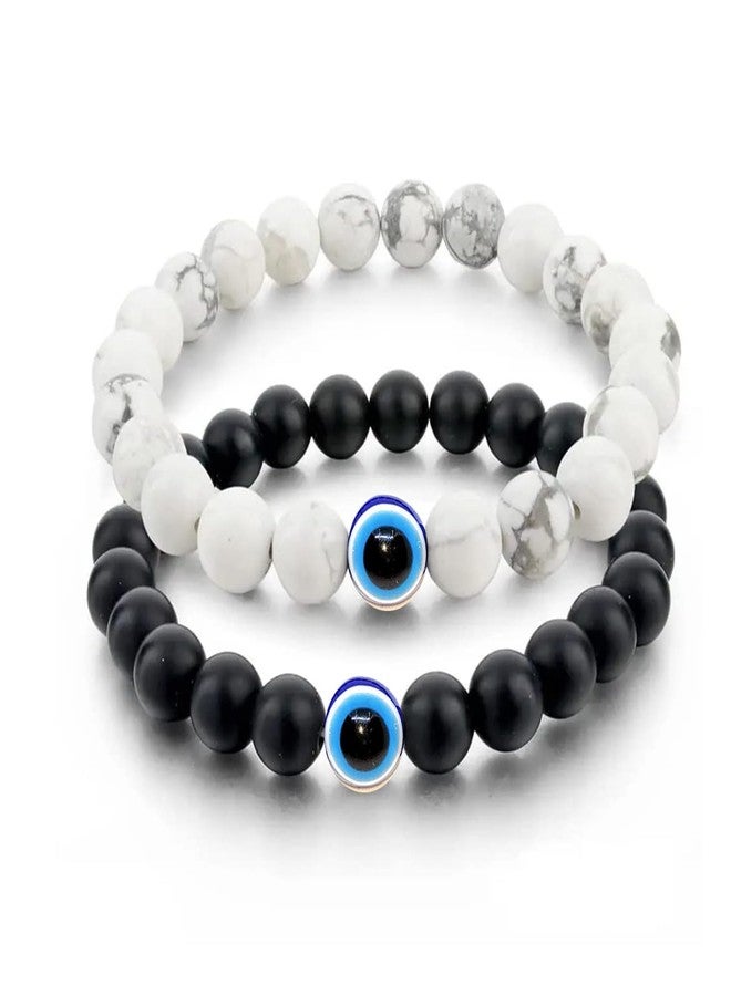 ARTIFICIAL TREE Black White Ball Nazariya Stretchable Bracelet Adjustable for Women, Men, Girls & Boys 4 Piece (AT GIRLS BRCT 042) - Image 2