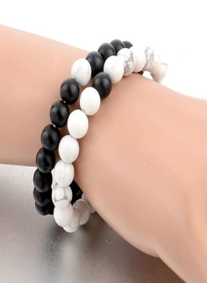 ARTIFICIAL TREE Black White Ball Nazariya Stretchable Bracelet Adjustable for Women, Men, Girls & Boys 4 Piece (AT GIRLS BRCT 042) - Image 4