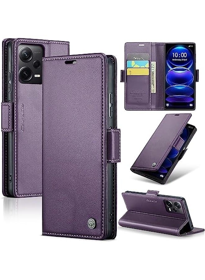 Xiaomi Redmi Note 12 Pro+ Plus Leather Flip Case - Purple - Image 1