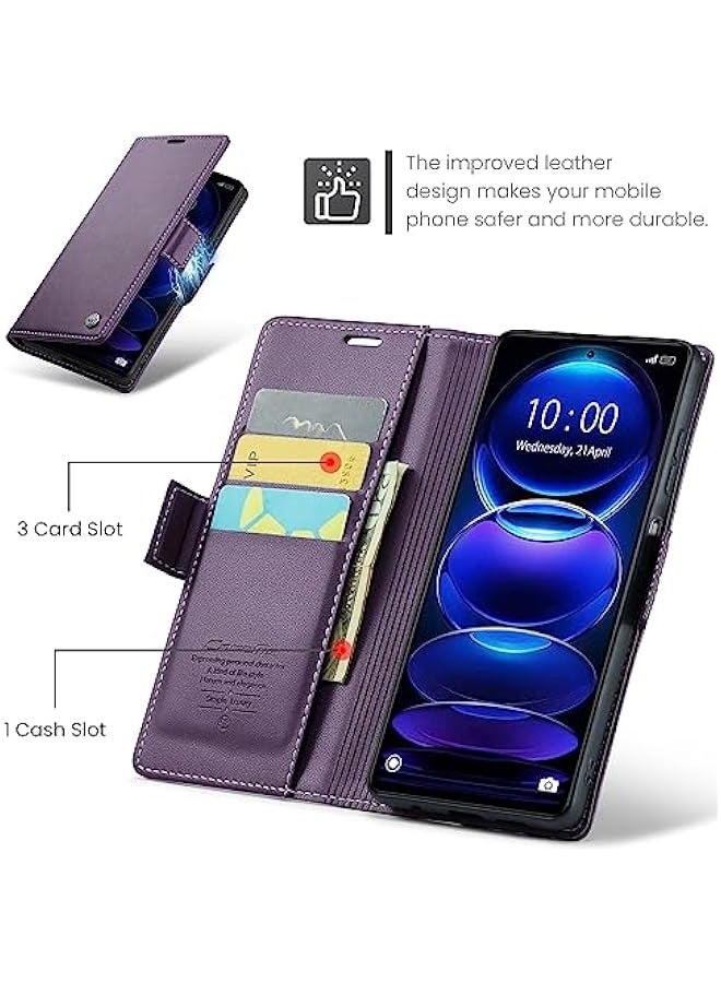 Xiaomi Redmi Note 12 Pro+ Plus Leather Flip Case - Purple - Image 3