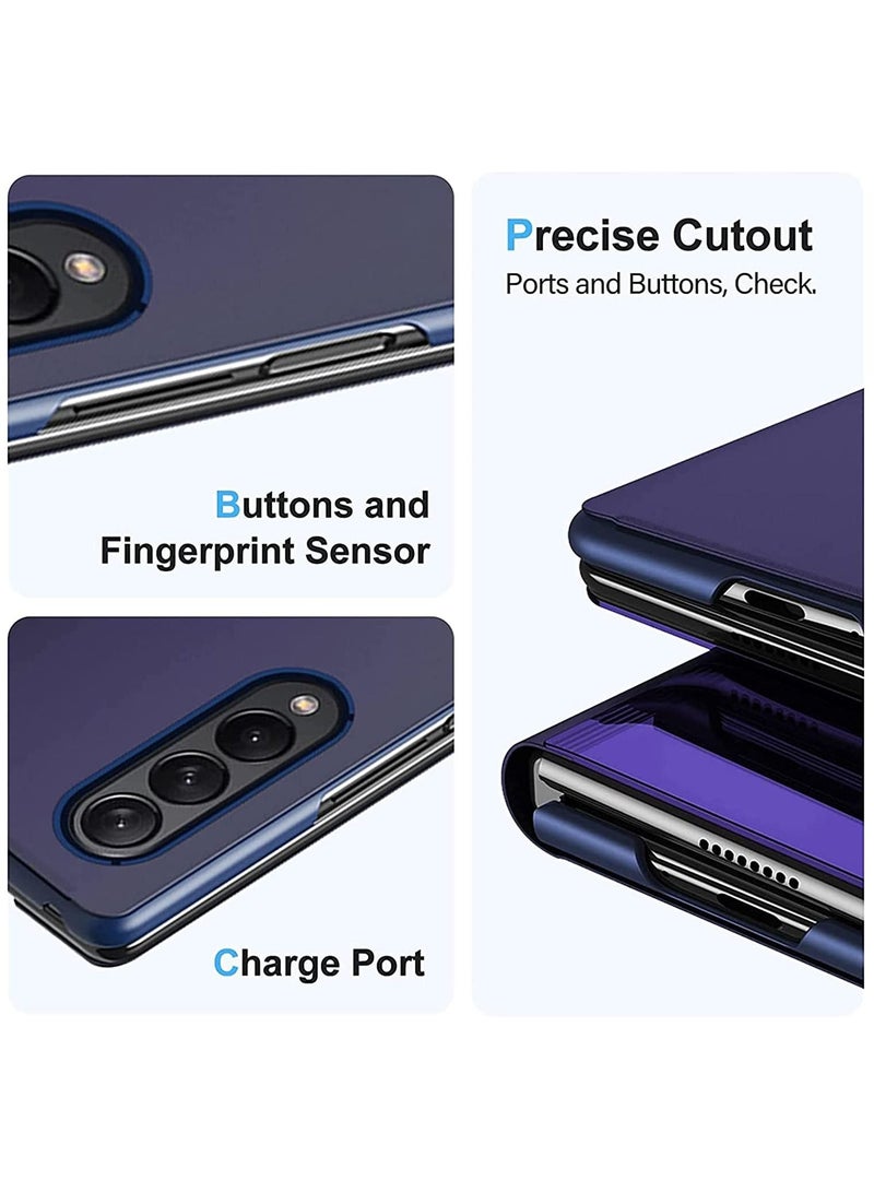 Y&D Compatible for Samsung Galaxy Z Fold 4 Case Flip Leather Cover Slim Clear S-View Mirror Shockproof Thin with Kickstand Anti-Scratch Protective 5G - Image 4