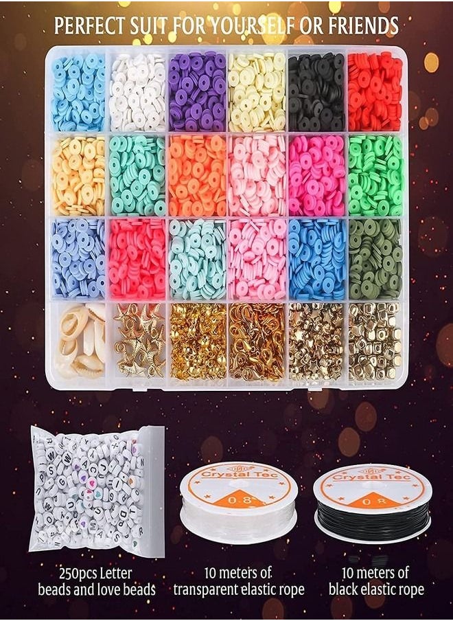Tiokkss 5000 PCS Clay Beads for Bracelet Making, 234 PCS Letter Beads with 16 Pcs Colorful Hearts Beads for Jewelry Making Kit Bracelets Necklace  - Image 4