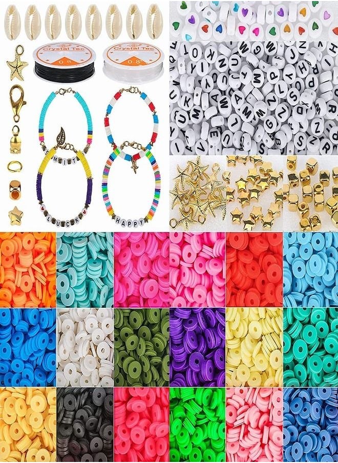Tiokkss 5000 PCS Clay Beads for Bracelet Making, 234 PCS Letter Beads with 16 Pcs Colorful Hearts Beads for Jewelry Making Kit Bracelets Necklace  - Image 1