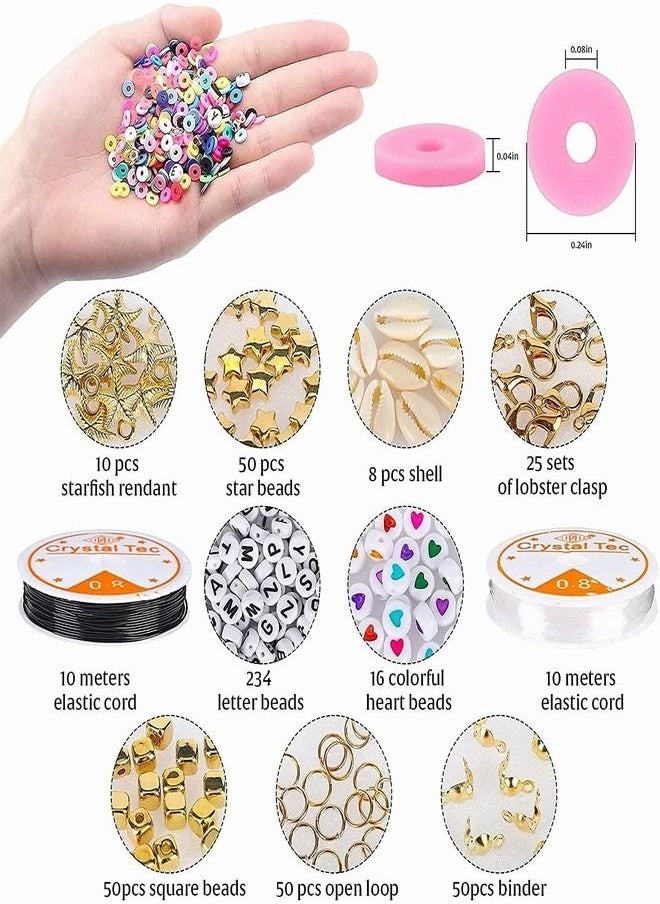 Tiokkss 5000 PCS Clay Beads for Bracelet Making, 234 PCS Letter Beads with 16 Pcs Colorful Hearts Beads for Jewelry Making Kit Bracelets Necklace  - Image 3