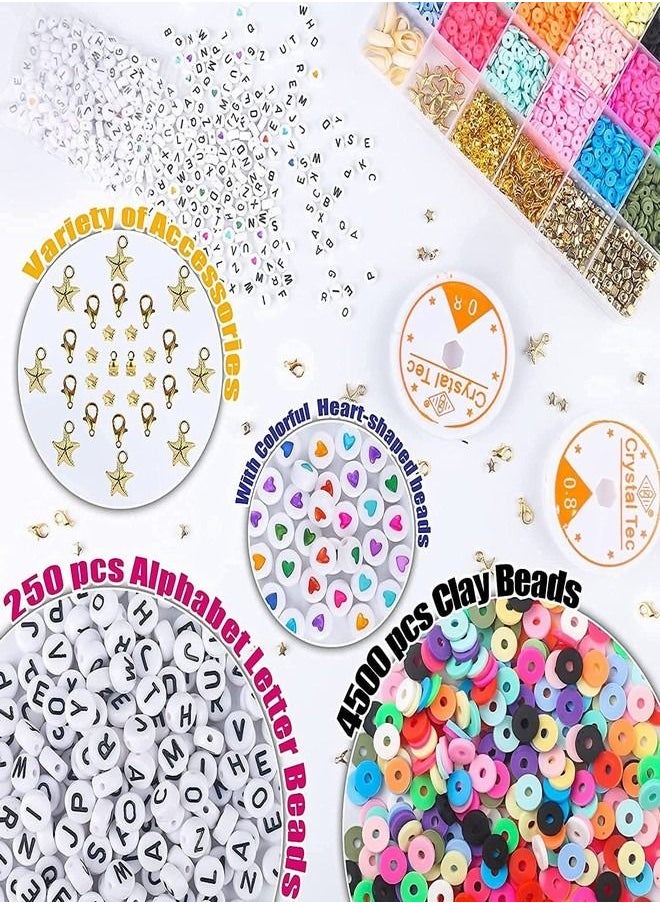 Tiokkss 5000 PCS Clay Beads for Bracelet Making, 234 PCS Letter Beads with 16 Pcs Colorful Hearts Beads for Jewelry Making Kit Bracelets Necklace  - Image 5