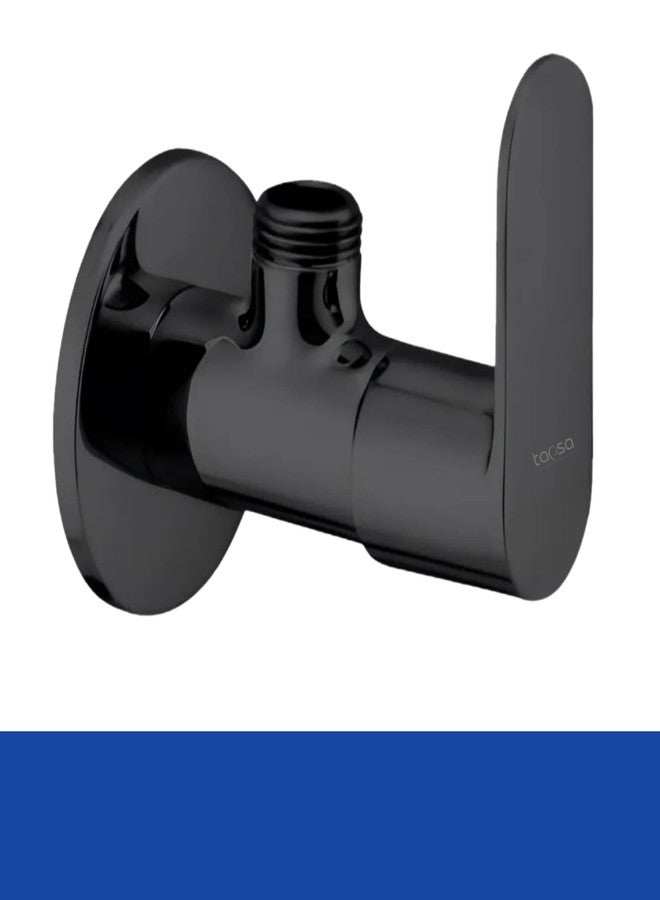 TAPSA LUXURY BATHING Tapsa Opal Full Brass Black Angle Cock/Angle Valve/Geyser Tap (Set of 1) With Wall Flange For Bathroom/Wash Basin/Geyser,Chrome Finish - Image 1