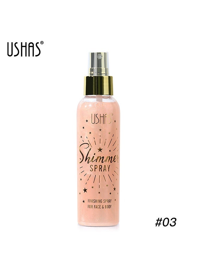 Ushas Shimmer Spray, Long-lasting Body Shimmer Spray 110 ml, Face And Body Pearlizing Setting Spray, Birthday Party Festival Shimmer #03 - Image 2