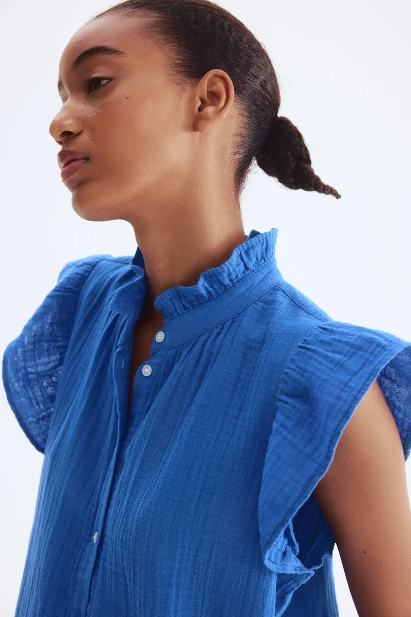 H&M Flutter-sleeved muslin blouse